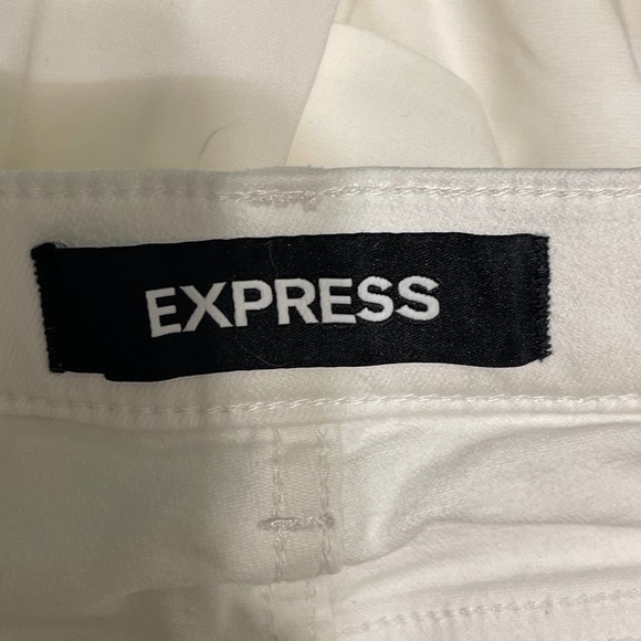 Express Shortie High Rise Stretch White Denim Shorts 00 Pre-Owned - Picture 4 of 7